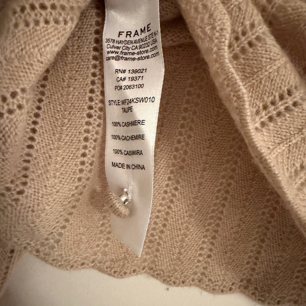 Frame Ruffle Neck Pointelle Cashmere Cardigan - Picture 4 of 4